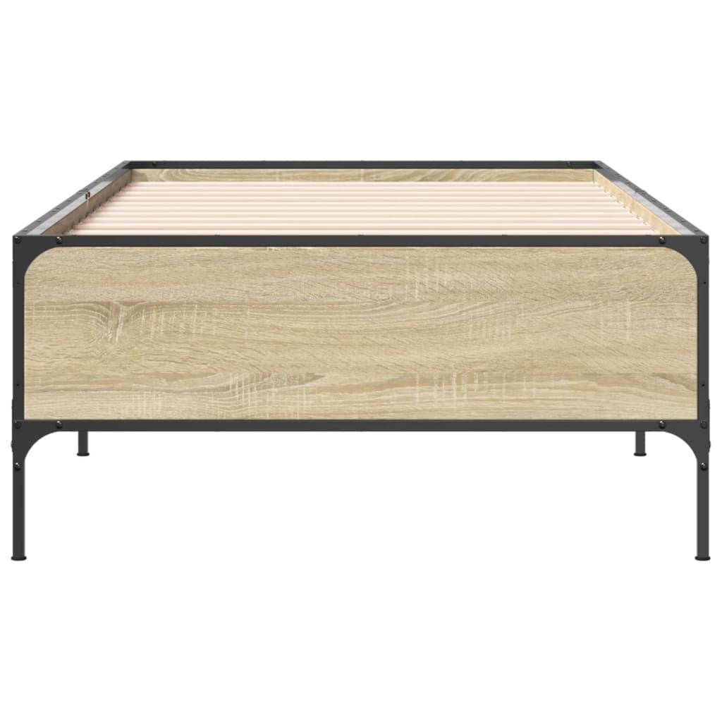 vidaXL Πλαίσιο Κρεβατιού Sonoma Δρυς 75 x 190 εκ. Επεξ. Ξύλο & Μέταλλο