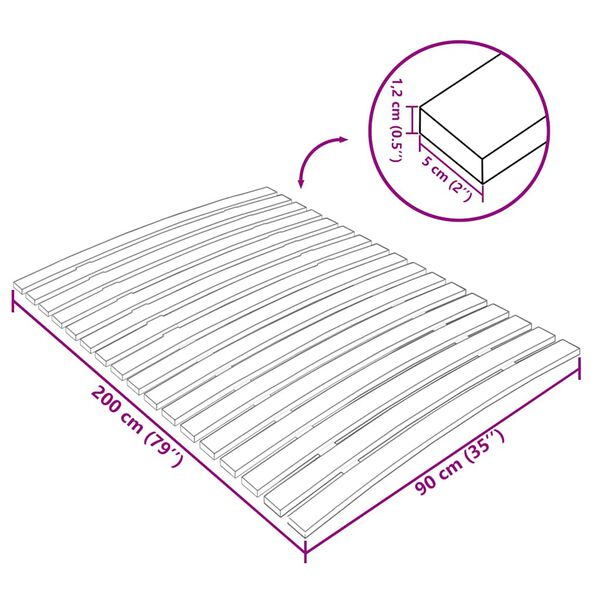 vidaXL Τελάρο Κρεβατιού με 17 Σανίδες 90 x 200 εκ.