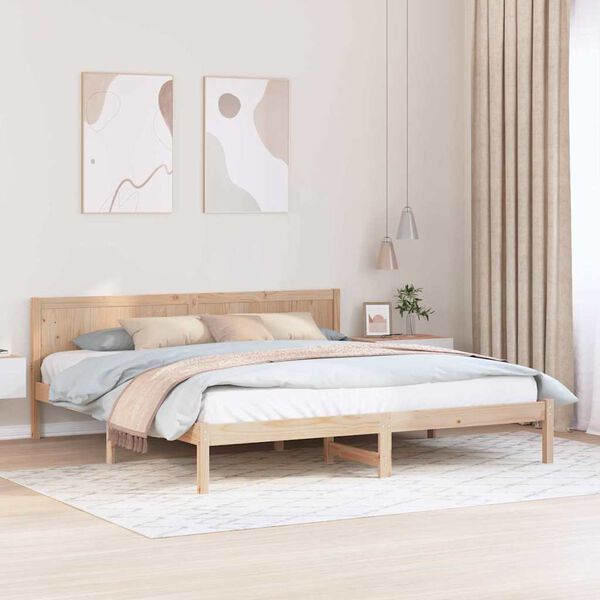 vidaXL Σκελετός Κρεβατιού Καφέ 200 x 200 cm Μασίφ ξύλο πεύκου