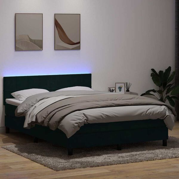 vidaXL &Kappa;&rho;&epsilon;&beta;ά&tau;&iota; Boxspring &mu;&epsilon; &Sigma;&tau;&rho;ώ&mu;&alpha; & LED &Sigma;&kappa;&omicron;ύ&rho;&omicron; &Pi;&rho;ά&sigma;&iota;&nu;&omicron; 140x210&epsilon;&kappa;. &Beta;&epsilon;&lambda;&omicron;ύ&delta;&iota;&nu;&omicron;