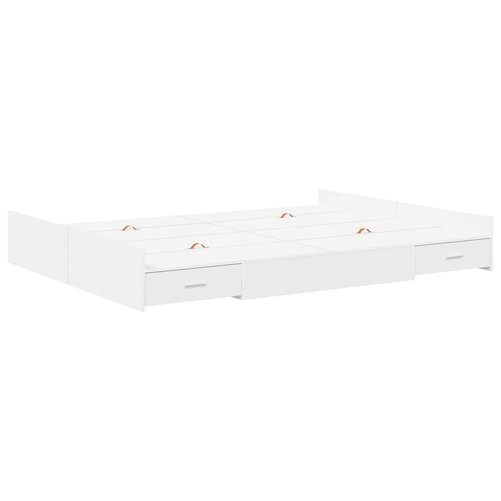 vidaXL Κρεβάτι με αποθηκευτικό χώρο Λευκό 140 x 190 cm Ματ ιμάντας