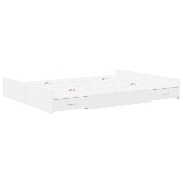 vidaXL Κρεβάτι με αποθηκευτικό χώρο Λευκό 140 x 190 cm Ματ ιμάντας