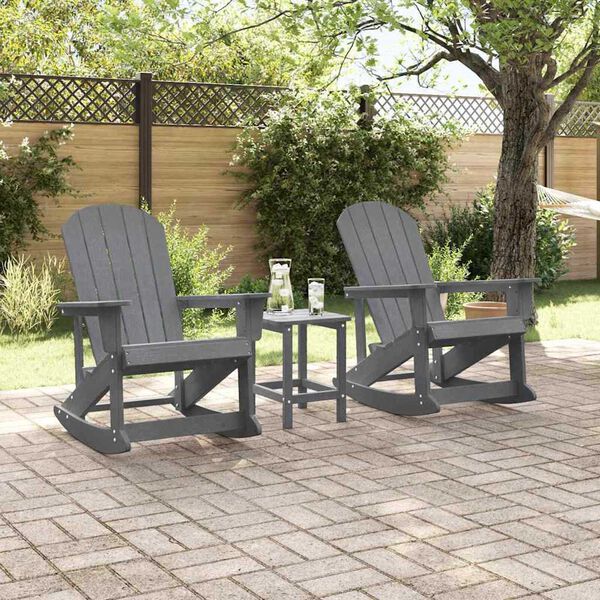 vidaXL Σετ Ξαπλώστρας Κήπου 3 pcs Ανοιχτό γκρι HDPE