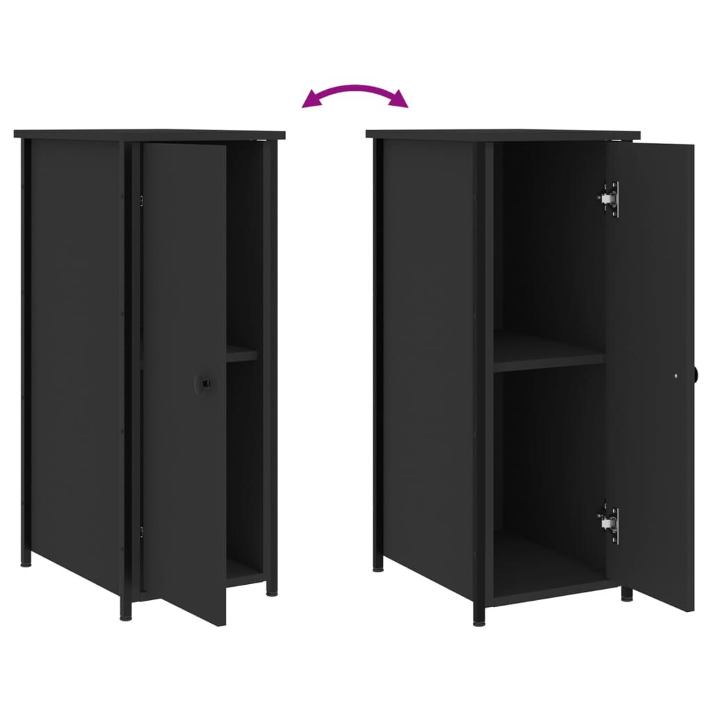 vidaXL Κομοδίνα 2 τεμ. Μαύρα 32x42x80 εκ. από Επεξεργασμένο Ξύλο