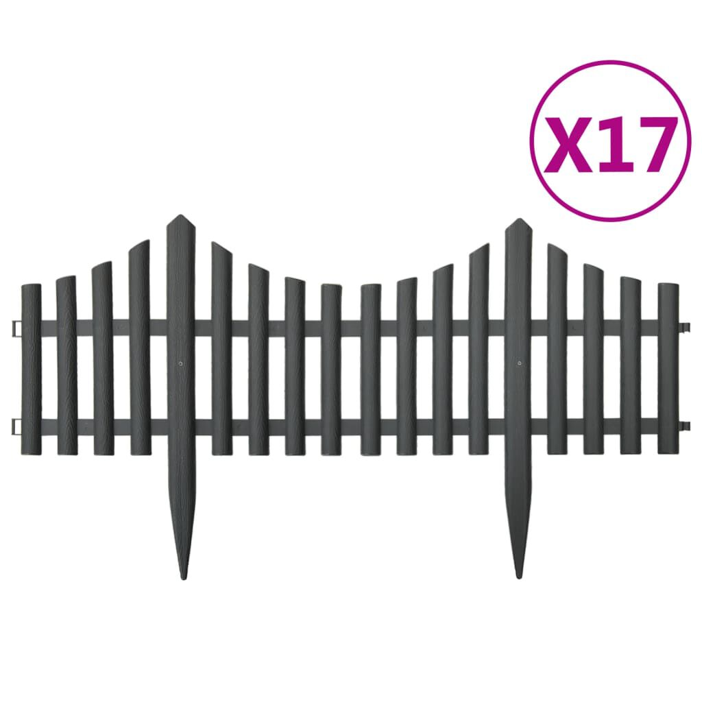 vidaXL Μπορντούρες Γκαζόν 17 τεμ. Ανθρακί 10 μ. από Πολυπροπυλένιο