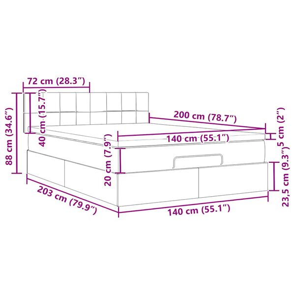 vidaXL Οθωμανικό κρεβάτι με στρώμα & LEDs Σκούρο πράσινο Βελούδο