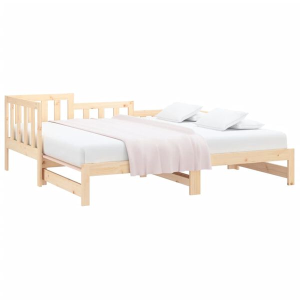 vidaXL Καναπές Κρεβάτι Συρόμενος 2x(80x200) εκ. από Μασίφ Ξύλο Πεύκου