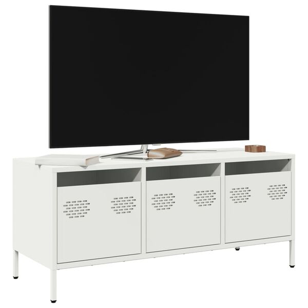 vidaXL Έπιπλο Τηλεόρασης Λευκό 101,5x39x43,5 εκ. Ατσάλι Ψυχρής Έλασης