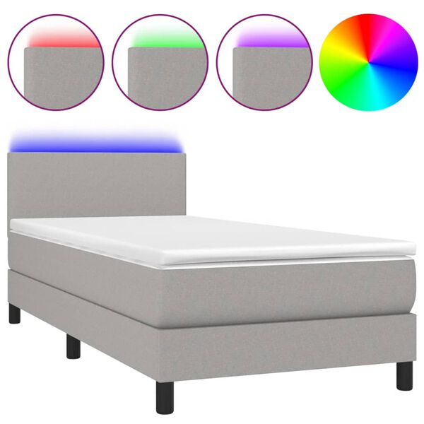 vidaXL &Kappa;&rho;&epsilon;&beta;ά&tau;&iota; Boxspring &mu;&epsilon; &Sigma;&tau;&rho;ώ&mu;&alpha; & LED &Alpha;&nu;.&Gamma;&kappa;&rho;&iota; 90x200 &epsilon;&kappa;. &Upsilon;&phi;&alpha;&sigma;&mu;ά&tau;&iota;&nu;&omicron;