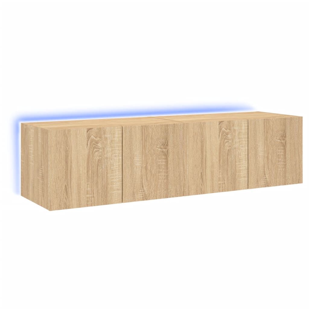 vidaXL Έπιπλα Τοίχου Τηλ. με LED 2 Τεμ. Sonoma Δρυς 60x35x31 εκ.