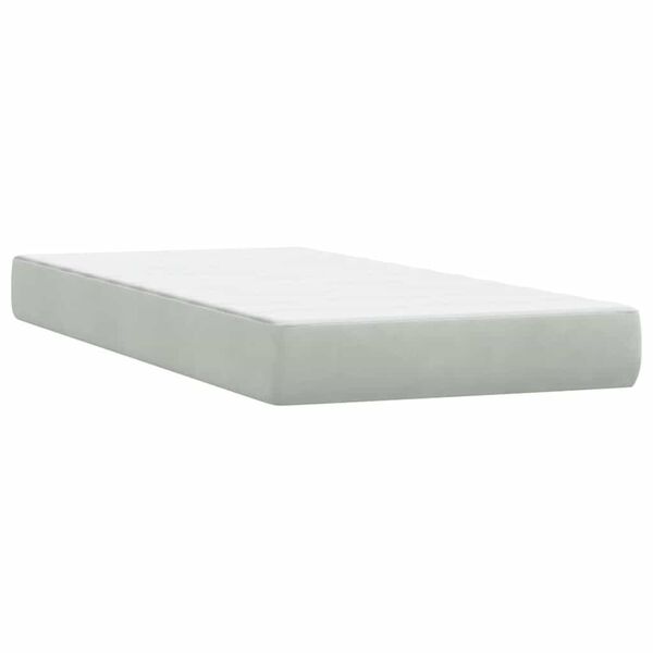 vidaXL Box Spring κρεβάτι με στρώμα ανοιχτό γκρι 90x210 cm Βελούδινο