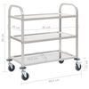 vidaXL Τρόλεϊ Κουζίνας με 3 Ράφια 96,5x55x90 εκ. από Ανοξείδωτο Ατσάλι