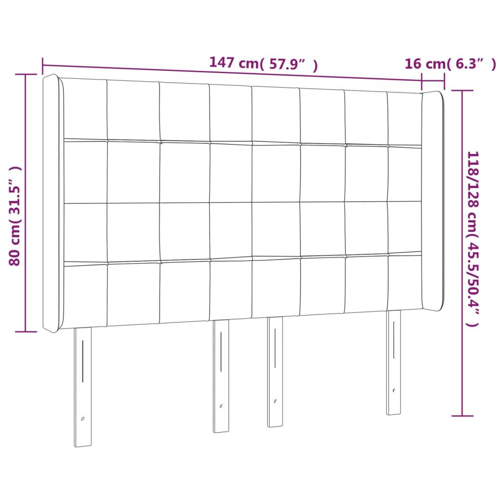 vidaXL Κεφαλάρι Κρεβατιού LED Ροζ 147x16x118/128 εκ. Βελούδινο
