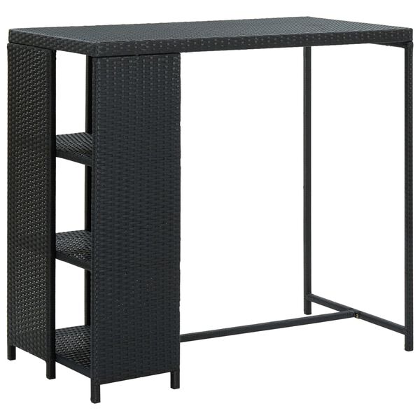 vidaXL Τραπέζι Μπαρ με Ράφια Μαύρο 120x60x110 εκ. από Συνθετικό Ρατάν