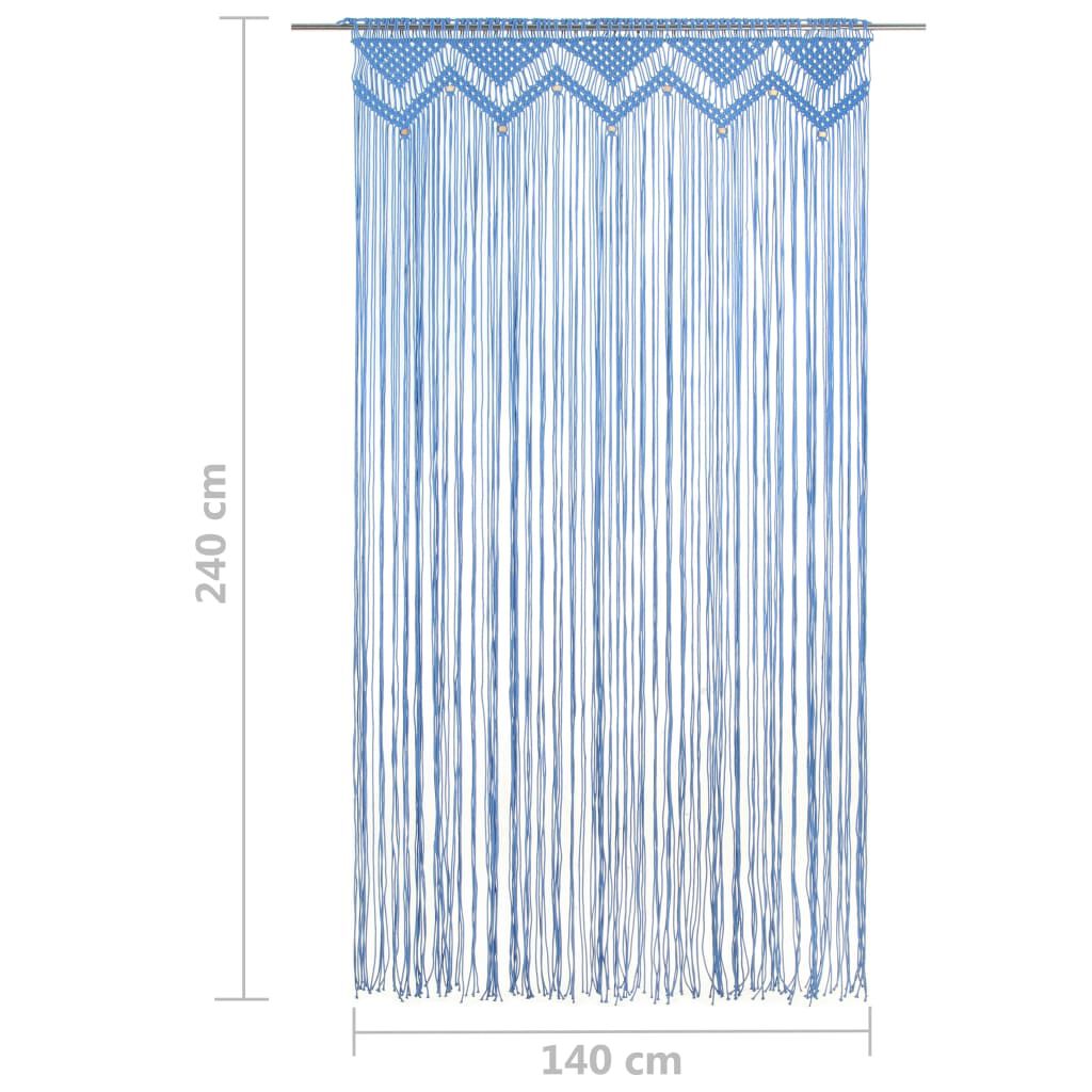 vidaXL Κουρτίνα Μακραμέ Μπλε 140 x 240 εκ. Βαμβακερή