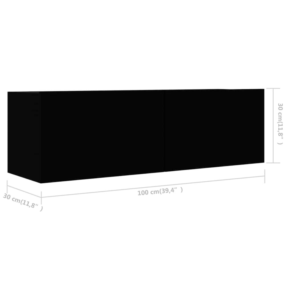vidaXL Έπιπλα Τηλεόρασης 4 τεμ. Μαύρα 100 x 30 x 30 εκ. Επεξ. Ξύλο