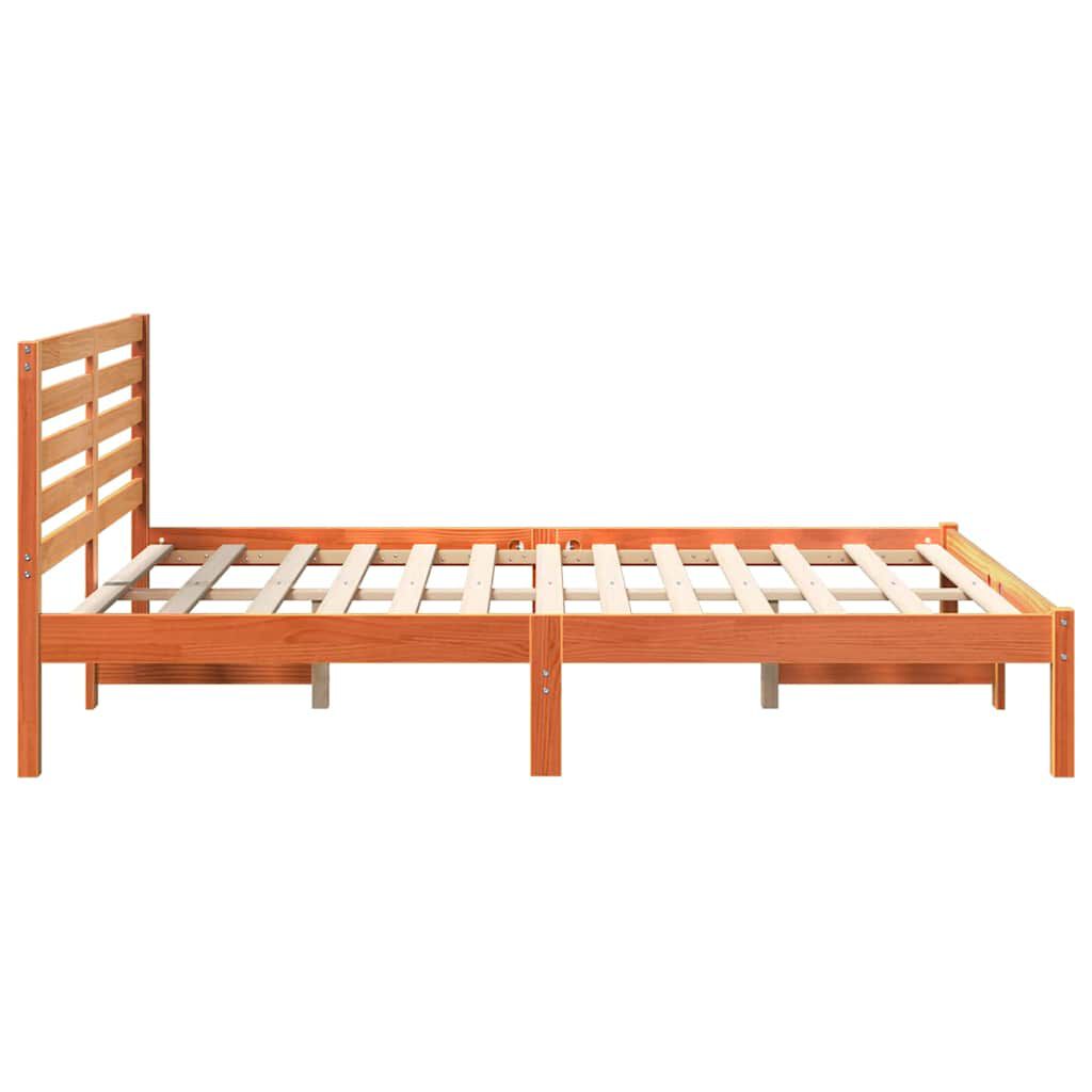 vidaXL Σκελετός Κρεβατιού Καφέ κεριού 140 x 190 cm Μασίφ ξύλο πεύκου