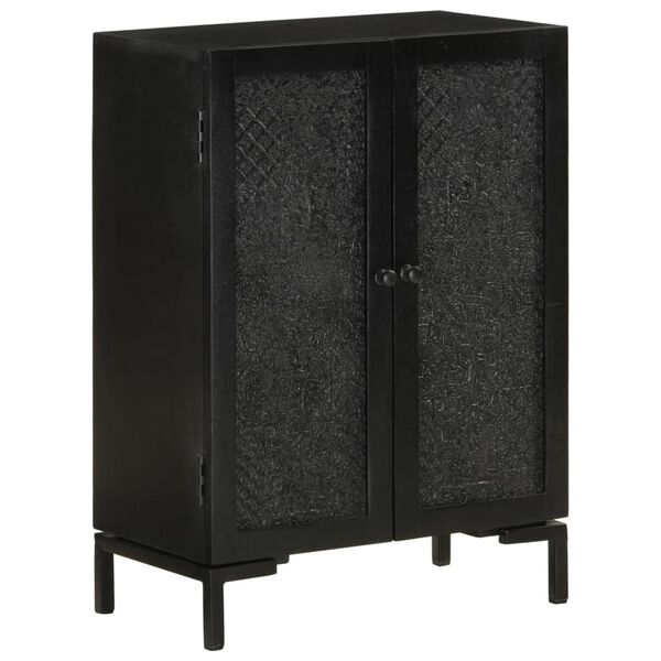 vidaXL Ντουλάπι Μαύρο 55x30x77 εκ. από Μασίφ Ξύλο Μάνγκο και Σίδηρο