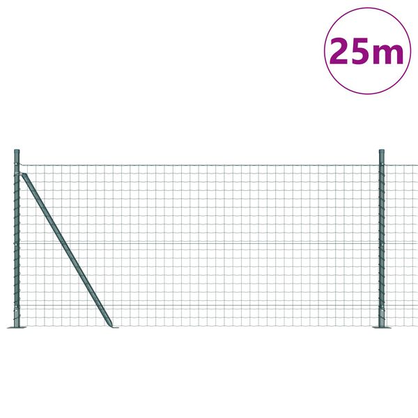 vidaXL Φράχτης με Στήλες. Πράσινο 0.8 x 25 m Ατσάλι