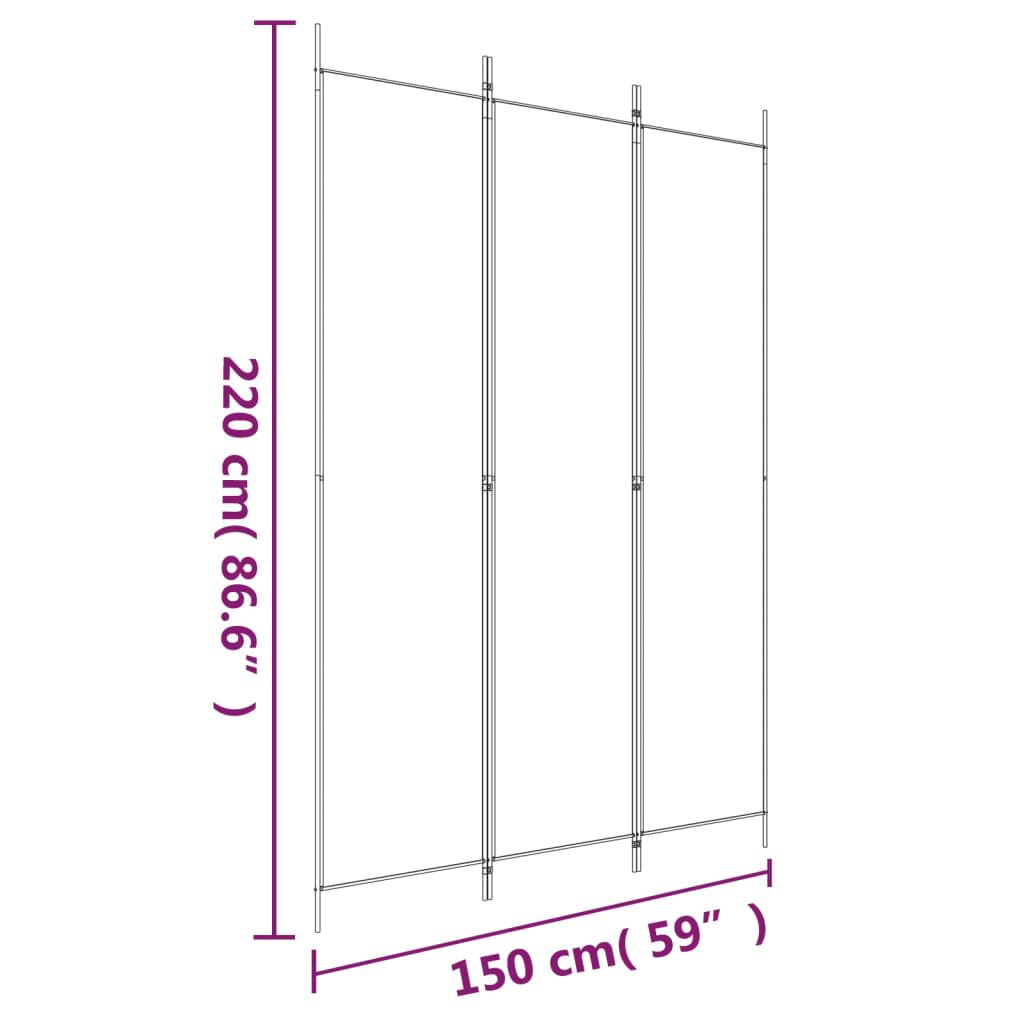 vidaXL Διαχωριστικό Δωματίου με 3 Πάνελ Λευκό 150x220 εκ. Υφασμάτινο