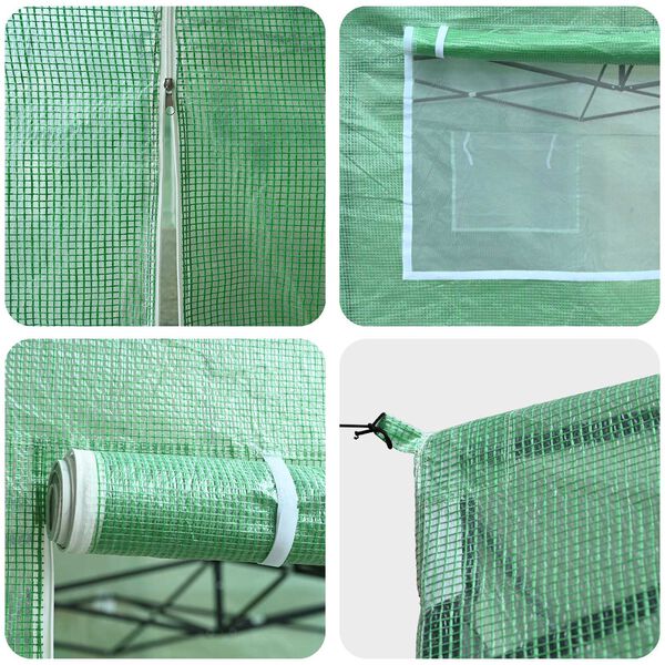 vidaXL Θερμοκήπιο με στέγη Πράσινο 200 x 200 x 300 εκ Ατσάλι