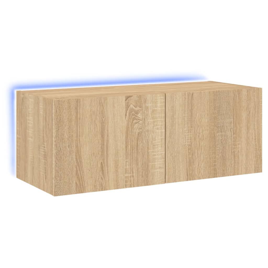 vidaXL Έπιπλο Τοίχου Τηλεόρασης με LED Sonoma Δρυς 80x35x31 εκ.