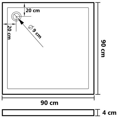 vidaXL Βάση Ντουζιέρας Τετράγωνη 90 x 90 εκ. από ABS