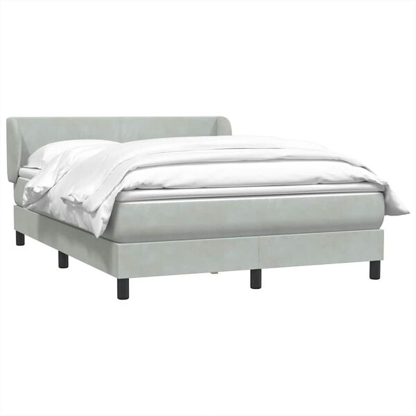 vidaXL Κρεβάτι Boxspring με Στρώμα Ανοιχτό Γκρι 140x220 εκ. Βελούδινο