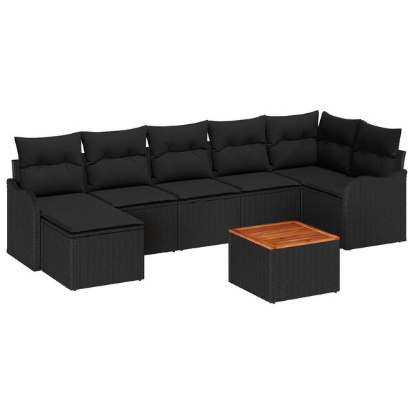 vidaXL Σετ Καναπέ Κήπου 8 pcs Μαύρο Πολυ ράταν