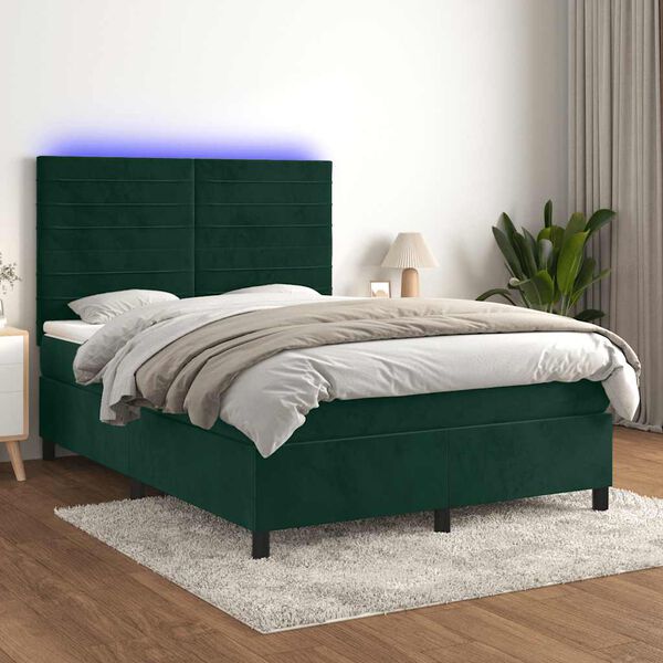 vidaXL &Kappa;&rho;&epsilon;&beta;ά&tau;&iota; Boxspring &mu;&epsilon; &Sigma;&tau;&rho;ώ&mu;&alpha; & LED &Sigma;&kappa;. &Pi;&rho;ά&sigma;&iota;&nu;&omicron; 140x190&epsilon;&kappa; &Beta;&epsilon;&lambda;&omicron;ύ&delta;&omicron;