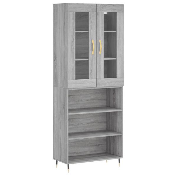 vidaXL Ντουλάπι Γκρι Sonoma 69,5 x 34 x 180 εκ. Επεξεργασμένο Ξύλο