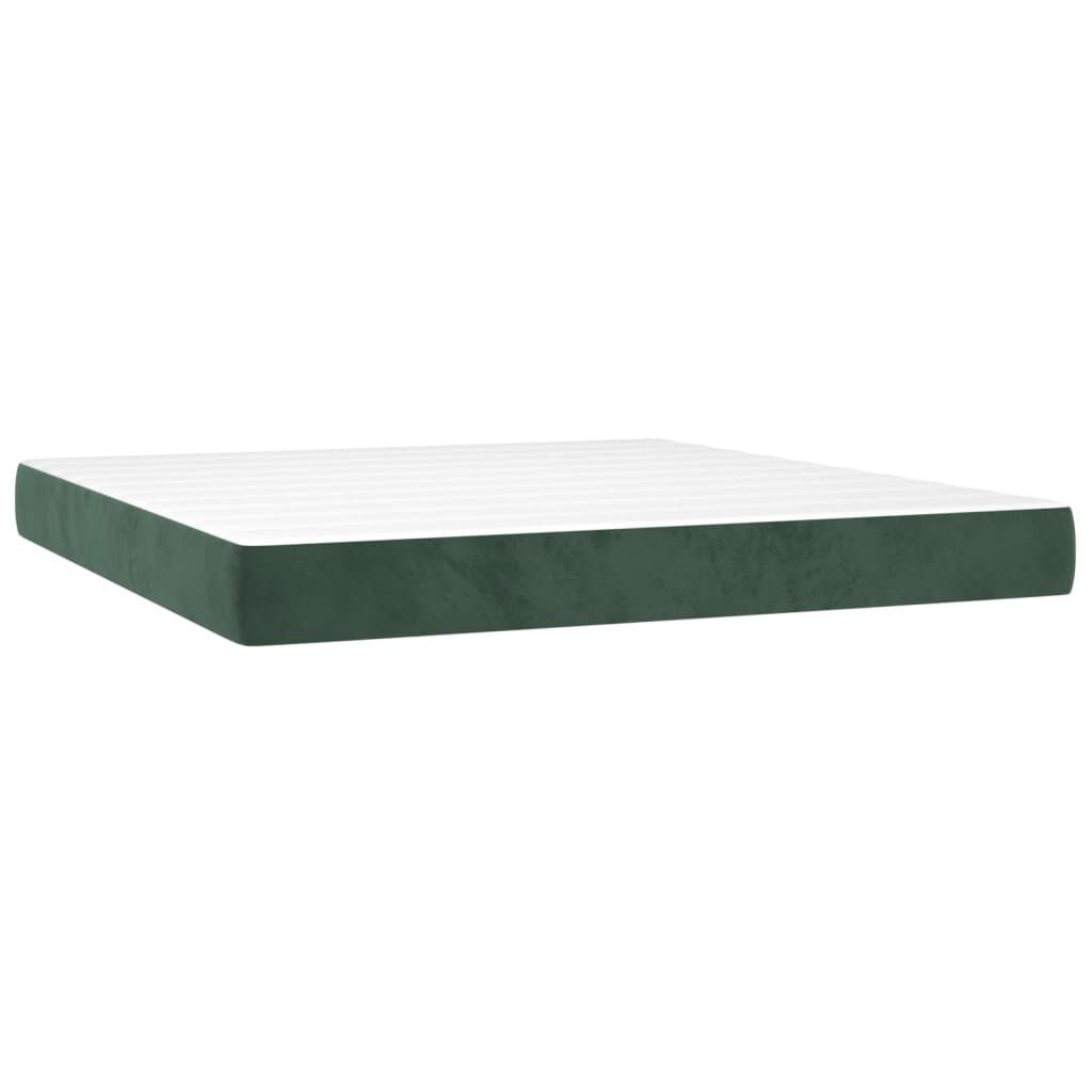 vidaXL Κρεβάτι Boxspring με Στρώμα Σκούρο Πράσινο 180x200εκ. Βελούδινο
