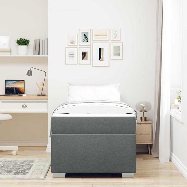 vidaXL Σκελετός Κρεβατιού Σκούρο γκρι 90 x 190 cm ύφασμα