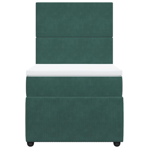 vidaXL Κρεβάτι Boxspring με Στρώμα Σκούρο Πράσινο 90x190 εκ. Βελούδινο