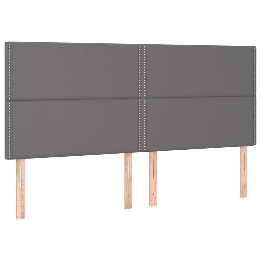 vidaXL Κρεβάτι Boxspring με Στρώμα & LED Γκρι 200x200 εκ. Συνθ. Δέρμα