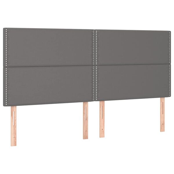 vidaXL Κρεβάτι Boxspring με Στρώμα & LED Γκρι 200x200 εκ. Συνθ. Δέρμα