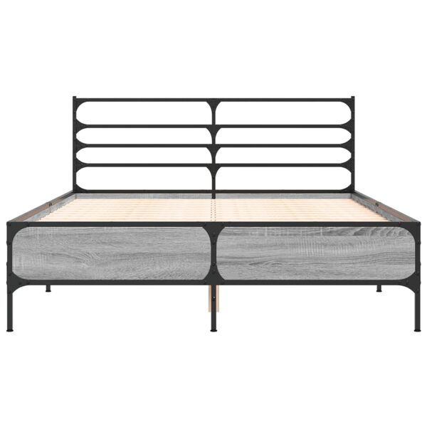 vidaXL Πλαίσιο Κρεβατιού Γκρι Sonoma 120x200 εκ. Επεξ. Ξύλο & Μέταλλο