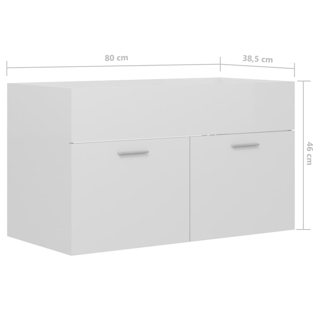 vidaXL Ντουλάπι Νιπτήρα Γυαλιστερό Λευκό 80x38,5x46 εκ. από Επεξ. Ξύλο