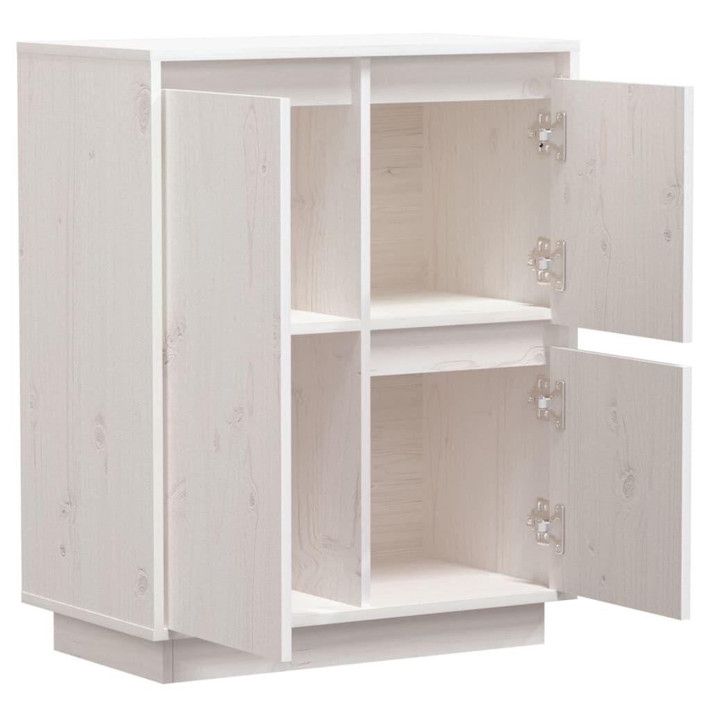 vidaXL Ντουλάπι Λευκό 60 x 34 x 75 εκ. από Μασίφ Ξύλο Πεύκου