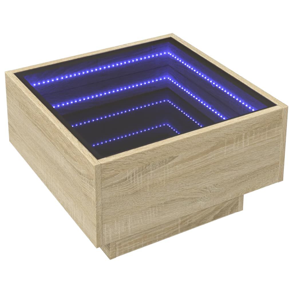 vidaXL Τραπεζάκι Σαλονιού με LED Δρυς 50x50x30 εκ. Επεξεργασμένο Ξύλο