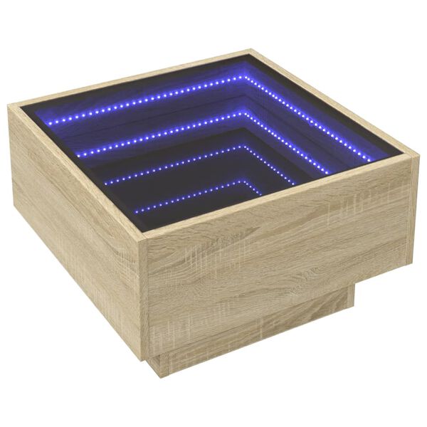 vidaXL Τραπεζάκι Σαλονιού με LED Δρυς 50x50x30 εκ. Επεξεργασμένο Ξύλο