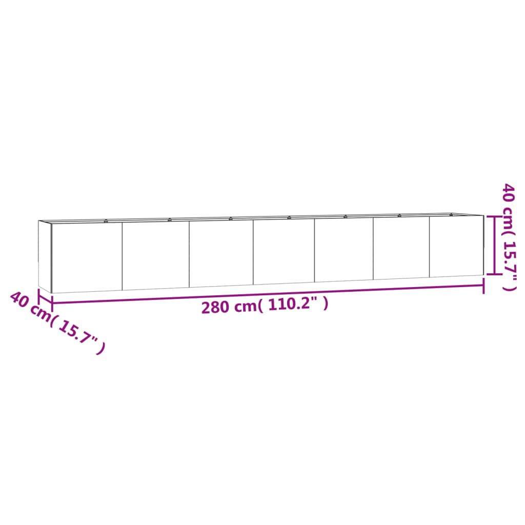 vidaXL Ζαρντινιέρα 280 x 40 x 40 εκ. από Ατσάλι Σκληρυθέν στον Αέρα