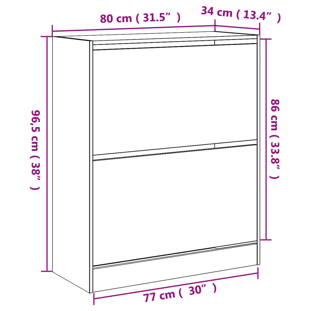 vidaXL Παπουτσοθήκη Γκρι Σκυροδέματος 80x34x96,5εκ. Επεξεργασμένο Ξύλο
