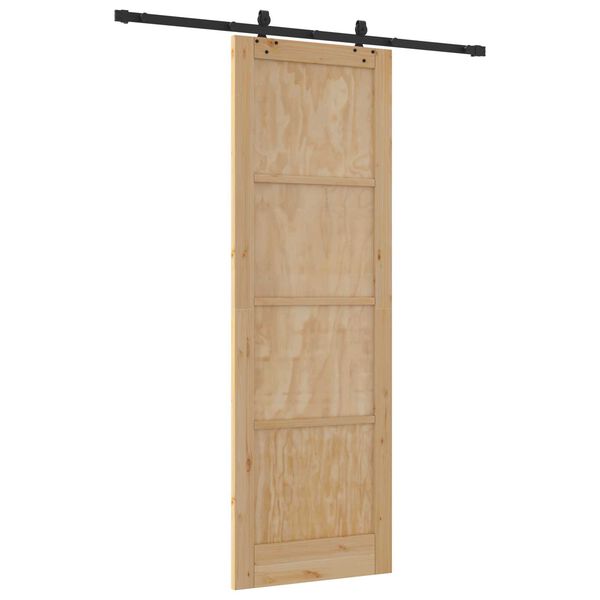 vidaXL Συρόμενη Πόρτα με Σετ Υλικών 78x232 εκ. Συμπαγές Ξύλο Πεύκου
