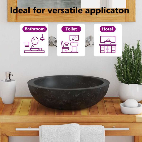 vidaXL Νιπτήρας Μαύρος 40 x 12 εκ. Μαρμάρινος