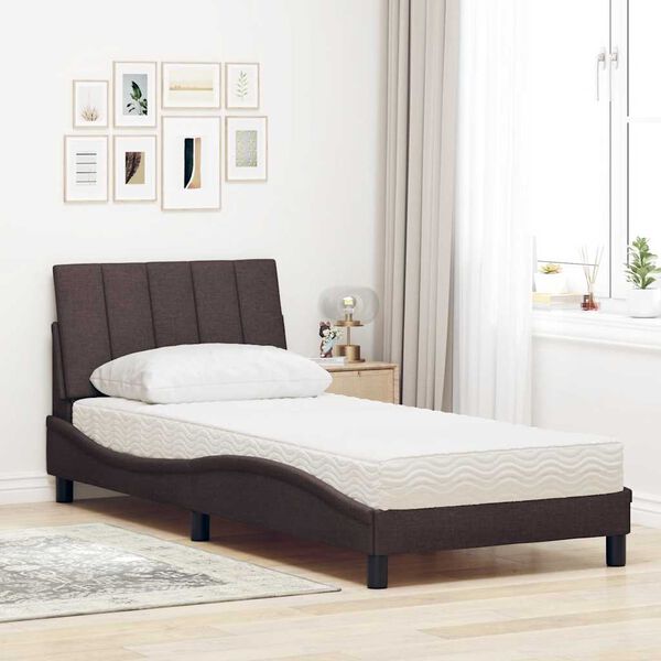 vidaXL Κρεβάτι με Στρώμα Σκούρο Καφέ 80x200 εκ. Υφασμάτινο