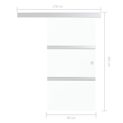 vidaXL Πόρτα Συρόμενη Ασημί 90 x 205 εκ. από Γυαλί ESG / Αλουμίνιο