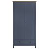 vidaXL Ντουλάπα Hill Δίφυλλη Γκρι 89x50x170 εκ. Μασίφ Ξύλο Πεύκου