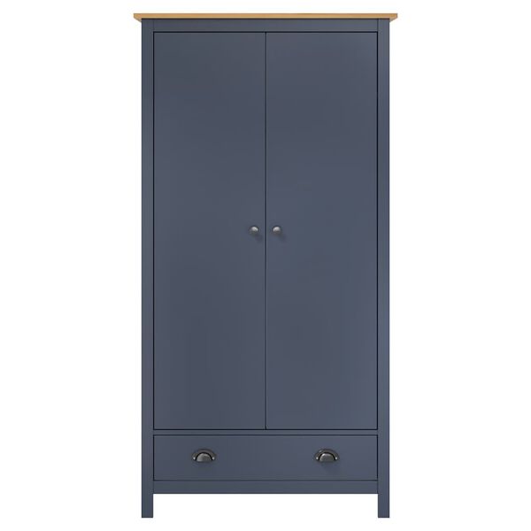 vidaXL Ντουλάπα Hill Δίφυλλη Γκρι 89x50x170 εκ. Μασίφ Ξύλο Πεύκου