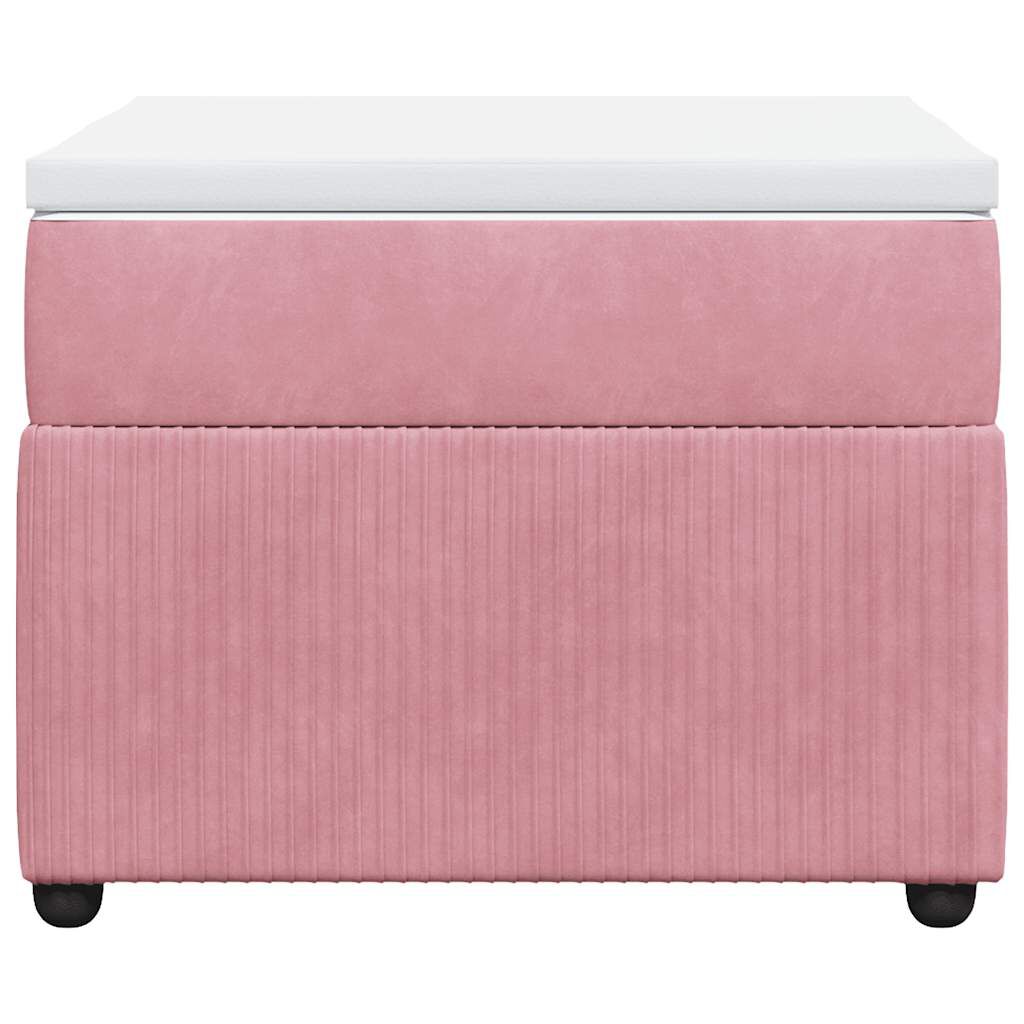 vidaXL Κρεβάτι Boxspring με Στρώμα Ροζ 90x190 εκ. Βελούδινο